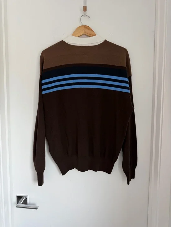 Staud Large Sail Top Earth Multi Stripe Cotton Knit Rugby Polo - Picture 6 of 9